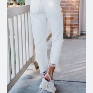 Joe's Jeans Nadeen Flawless High Rise Skinny ankle with a raw tulip hem.